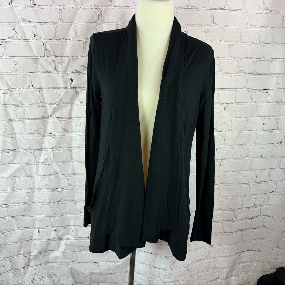 Athleta modal Black Knit Cardigan womens S activewear casual minimalist travel